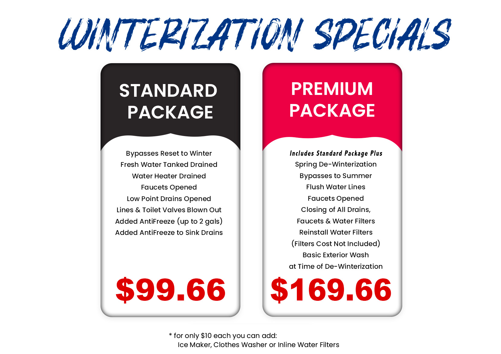 Winterization Specials